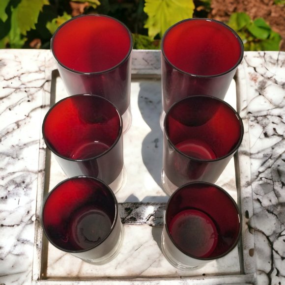 CRISTAL D'ARQUES Ruby Red Glasses Water/Wine/Cordial ,Cavalier Starter Set - Picture 3 of 11
